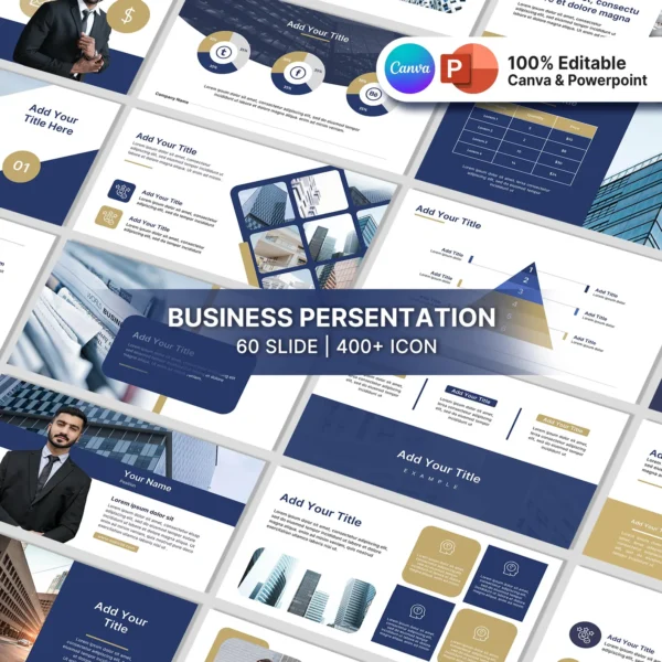 Blue and Gold PowerPoint Template - Image 6