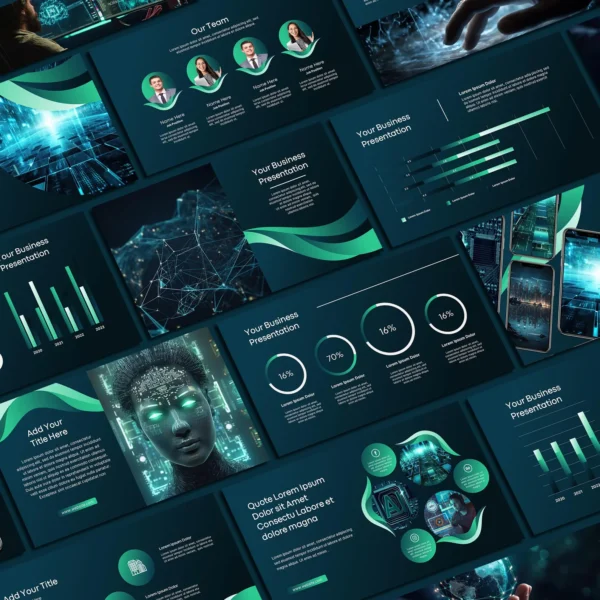 Futuristic Green PowerPoint Template - Image 2