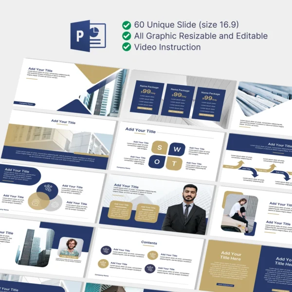 Blue and Gold PowerPoint Template - Image 3